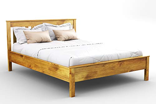Nodax King Size Bed Frames – Solid Pine Wooden Bed Frame for Adults, F17 Easy Assemble Bed with Sturdy Slats & Extra Four Supportive Legs, Comfortable Bedroom Furniture | 5ft (152.5x200 cm, Oak)