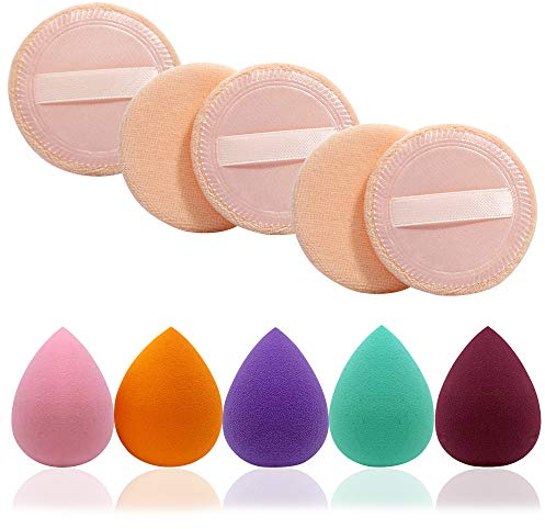 5 Stück Beauty Schwamm und 5 Stück Puderquaste, SourceTon Makeup Beauty Schwamm Mixer, Ersatz für Puder Foundation Container, 2,4 Zoll