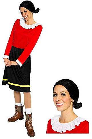 Maskworld Olivia Öl - die Freundin von Popeye - Kostüm mit Perücke für Erwachsene - zweiteilig - Karneval (XXL)