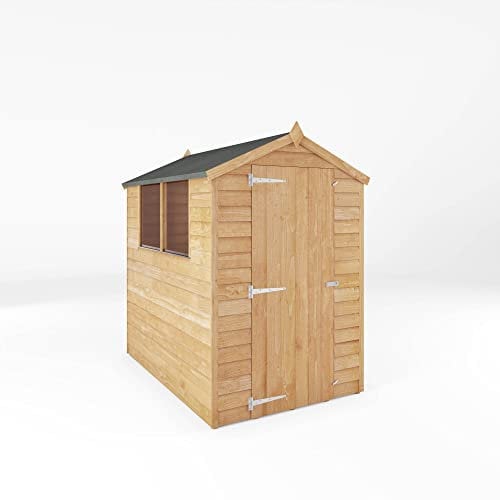WALTONS | 6 x 4 Overlap Wood Storage Shed | Apex Roof | 7mm Overlap Cladding | Wooden Garden Storage Shed | Single Door | Windows |10 Year Anti Rot | 6 x 4 6ft 4ft