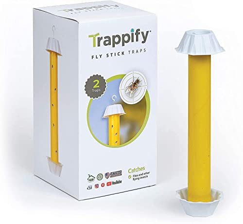 Trappify Fliegenfalle für Innenbereich & Außenbereich (2er Pack) - 90 Tage Fruchtfliegenfalle zum Stellen & Aufhängen - Fliegenfänger Mückenfalle mit Klebestreifen - Abwehr gegen Mücken