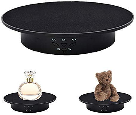 CDIYTOOL Motorized Turntable Display Stand, 90-180-360 Degree Electric Display Stand, 17.6lb Load 7.87Inch Diameter (Black)
