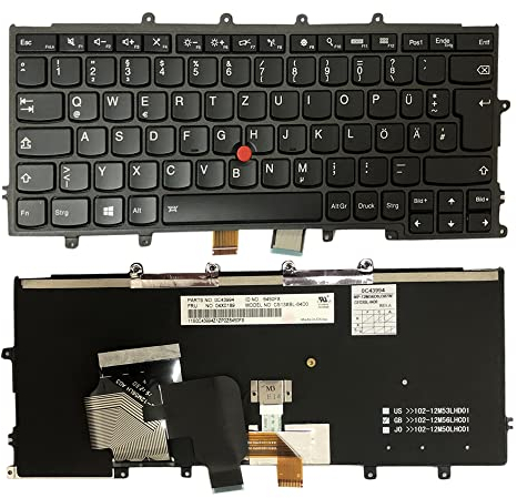 Gintai Teclado alemán QWERTZ Retroiluminado para Lenovo ThinkPad X230S, X240, X240S, X250, X260, X270, A275 04X0189 04X0227 0C43994 0C44032 CS13XBL-84D0 Keyboard Backlit Laptop