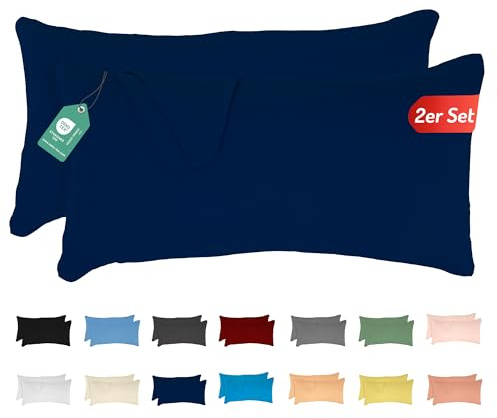 Livessa 2er Set Kissenbezug 40x60 cm -Verdeckter Reißverschluss an der Langen Seite, Kopfkissenbezug aus%100 Baumwolle Jersey Stoff, Ultra weich und atmungsaktiv, Oeko-Tex Zertifiziert