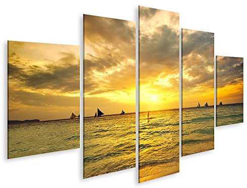 Bild auf Leinwand Schöner Sonnenuntergang Auf Der Insel Boracay Philippinen Wandbild Poster Kunstdruck Bilder