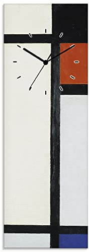 ARTLAND Wanddeko Wanduhr ohne Tickgeräusche aus Glas Quarzuhr 20x60 cm Rechteckig Lautlos 20x60 cm Abstrakte Bilder Muster Geometrische Formen U3DH