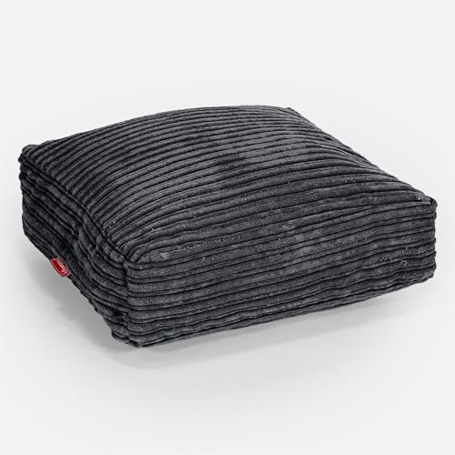 Lounge Pug Bodenkissen Cord Schwarz Zierkissen Sofakissen Dekokissen