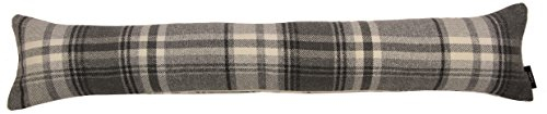McAlister Textiles Heritage | Zugluftstopper mit Füllung im Tartan-Muster kariert 18cm x 100cm in Anthrazit Grau | wachbarer Deko Windstopper Kissen für Fenster, Türen im Schottenkaro, Tweed