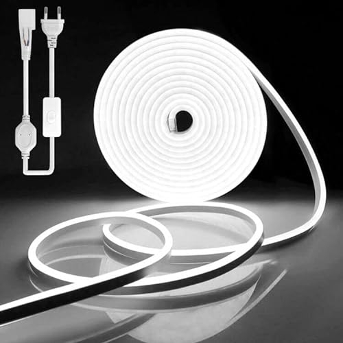YOODI Tira LED 220V Strip Light 2M Exterior y Interior Impermeable Neón Flexible IP65 120 LED/M para Dormitorio Bar Hotel Patio Jardín Escaleras, con Adaptador y Controlador