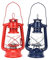 Natudeco 2 Stück Petroleumlampe öllampe,öllampen,Camping Kerosene Lampe,Vintage Öl Laternen tragbar Retro Licht Petroleum Sturmlampe für Picknick Home Garden Outdoor (Rot+Blau)