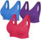 SIMIYA Super Comfort Bra, Womens Sports Bras Removable Pads Plus Size Sleep Bras for Girls in Yoga Bralette Leisure Stretch Crop Tops Vest (XL, 3 Pack Dark Blue+Dark Purple+Rose Red)