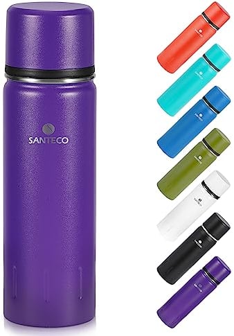 SANTECO Thermoskanne Thermosflasche Edelstahl 1l, 500ml, Auslaufsicher Isolierflasche mit Trinkbecher für unterwegs, Thermoskanne Kaffee & Tee für Kinder, Sport, BPA-Frei, 24H Kalt & 12H Heiß