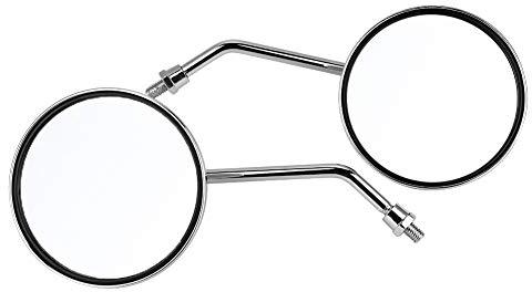 Acouto Universal 8mm Chrom Motorrad Rückspiegel, Universelle Passform, Verstellbar, Bruchsicher, Lenkerhalterung, Rund, Flach, Universell, Links, Motorradspiegel