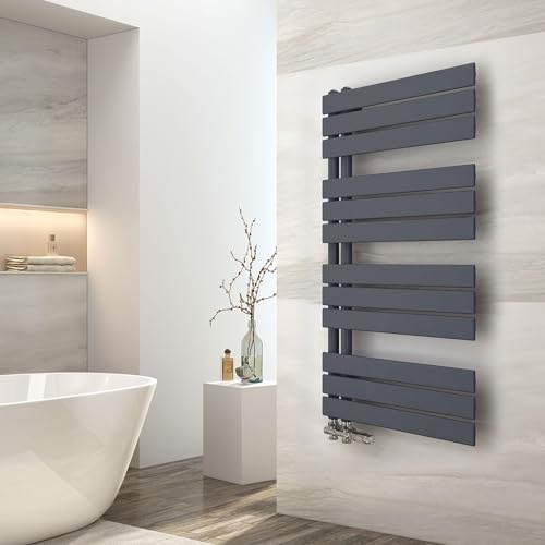 EMKE Badheizkörper 1041x500 mm, Handtuchheizkörper Seitenanschluss Badheizkörper Handtuchhalter Handtuchwärmer Handtuchtrockner Heizkörper Flach Bad Handtuchheizung Anthrazit 555W