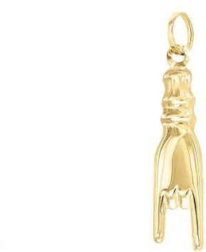 forme di Lucchetta - Gold Italianische Hand 'Mano Cornuto' Rock und Roll | Unisex Glücksbringer 14 karat 585 Gelbgold