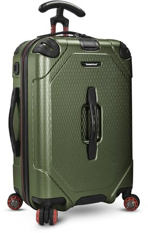 Traveler's Choice Maxporter II Hartschalen-Koffer aus Polycarbonat mit Spinnrollen, Dunkelgrün, 22 Carry-On Luggage