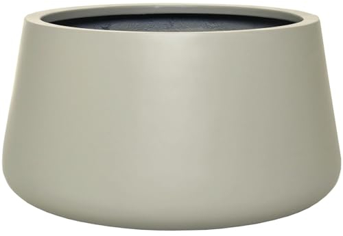 VIVANNO Pflanzentopf Pflanzkübel Fiberglas Gordo 21x32 cm Frostsicher - Blumentopf Bauchig Rund Creme Groß Außen, Innen