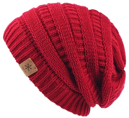 CAOZITOU Mütze Damen Winter, Beanie Wintermütze Thermo Warm Fleece, Weiche Strickmütze für Outdoorsport (Winerot)