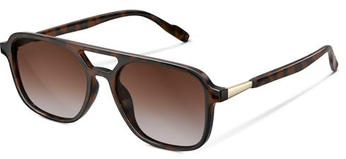 wearPro Sonnenbrille-Damen-polarisiert-Herren-UV400-Unisex-Sonnenbrillen-Trendy-Rechteckige-Retro-Klassisch-Groß-Ultraleicht-Vintage FüR Frauen-Autofahren Und Camping Leomuster Fassung