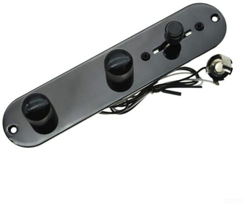 Complete Prewired Control Plate for Telecaster Style Guitars Featuring 3 Way Switch (Black)