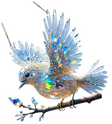 GMBYLBY Double Sided Bluebird Sun Catcher Stained Glass Acrylic Window Hanging Crystal Suncatchers For Living Rooms Sun Catcher For Living Room Nursery