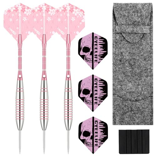 CyeeLife Dartpfeile mit Metallspitze,20g Professionelles Dartpfeil-Set mit 6 Dart Flights,Dart Wallet und Point Guard
