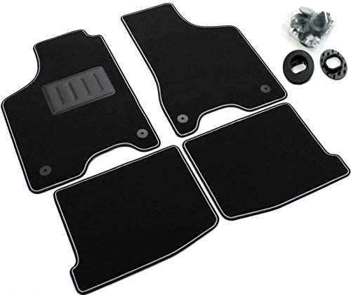 Das Teppich Auto, sprint04703, Fußmatten Teppiche Schwarz rutschfest, verstärkter Rand, zweifarbig, Absatzschoner aus Gummi, Lupo 1998 > 2005.
