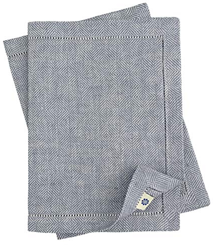 Linen & Cotton Hochwertig Tischsets Platzsets mit Hohlsaum Scandi - 100% Leinen, Grau (30 x 44cm, 2 Stück) Festlich Elegant Tisch Matten für Weihnachten Fest Restaurant Hotel Cafe