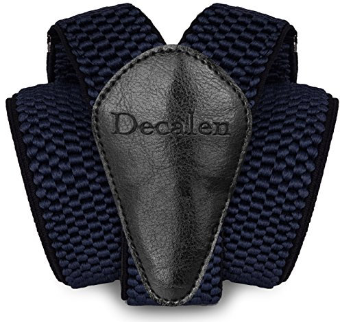 Decalen Hosenträger für Herren breit extra starken Clips Y Form Lang Eine Größe Passt Alle Männer und Damen (Marineblau)