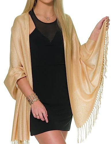 Pashmina Schal und Tücher für Abendkleider, weicher Pashminas Hochzeit Schal - Gold - Einheitsgröße