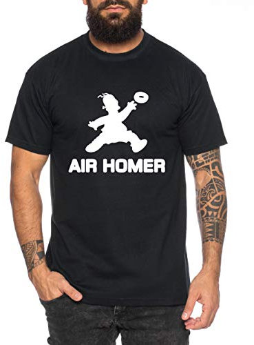 Tee Kiki Air Homer Camiseta de Hombre Cool Fun-Shirt, Farbe2:Negro, Größe2:Small