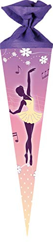 Schultüte/Zuckertüte 70 cm rund Ballerina mit Filz-Verschluß
