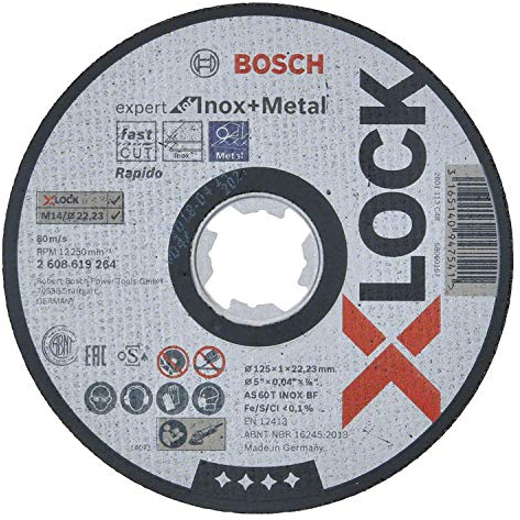Bosch Professional 1x Straight Cutting Disc Expert for Inox and Metal (X-LOCK, Ø 125 mm, Bore Ø 22.23 mm, Thickness 1 mm, Accessories Angle Grinders)