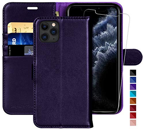 iPhone 11 Pro MAX Wallet Case,6.5-inch,MONASAY [Glass Screen Protector Included][RFID Blocking]Flip Folio Leather Cell Phone Cover with Credit Card Holder for iPhone 11 pro MAX,Purple