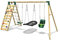 Rebo® Wooden Swing Set with Up and Over Climbing Wall - Skye Green | OutdoorToys | Baby Seat, Boat Seat, Sturdy Wooden Construction, Pressure Treated Timber