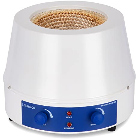 Labasics Heating Mantle, Heating and Stirring Electromantles Electrothermal Lab Heating Mantle with Magnetic Stirrer 0-1400 RPM Temperature Control 220V/380℃ 450W, 2000 ml