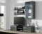 Furniture24 Wohnwand SOHO 5 mit Blauer LED Beleuchtung, Anbauwand, Wohnzimmerschrank, Schrankwand, Vitrine, Lowboard, Hängeregal (Grau/Grau Hochglanz)