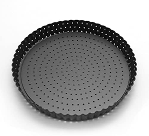 LATRAT Teglia Rotonda da Forno Antiaderente Traforata, Teglia Rotonda da Forno Antiaderente per Cucinare flan/Quiche croccanti e morbide, Grigio, 24cm