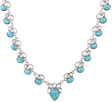 MINACHI Böhmische Türkis-Halskette, Boho-Türkis-Schmuck, Geschenke für Frauen und Mädchen, Zink, Erstellter Türkis