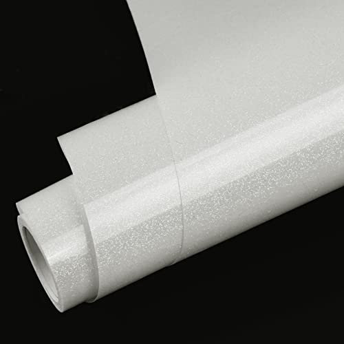 TORC White Glitter HTV Heat Transfer Vinyl Roll 12.5 inch x 5 ft Iron on Vinyl for T Shirts Crafts