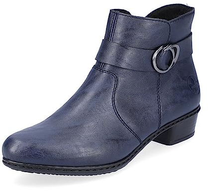 Rieker Donna Stivaletti Y0775, Signora Stivali da Biker,Boots,Stivaletto,Stivale da Motociclista,Piatto,Blu (Blau / 14),38 EU / 5 UK