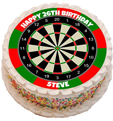 Dartboard Personalised PRECUT Cake Topper 7.5 Inch Round Edible Icing Sheet Birthday Decoration
