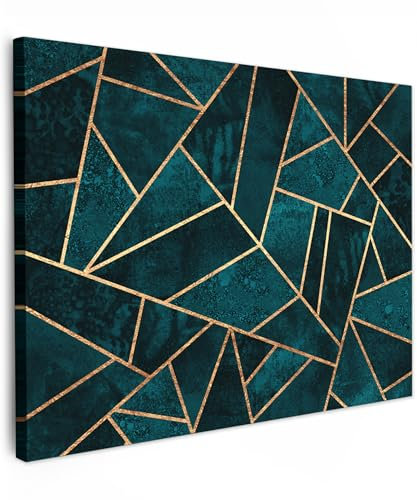 MuchoWow© Impression sur Toile Peinture 40x30 cm Tableau Mural Decoration Salon Reproductions de Tableaux Murale Moderne Pierres - Or - Luxe - Motifs - Abstrait