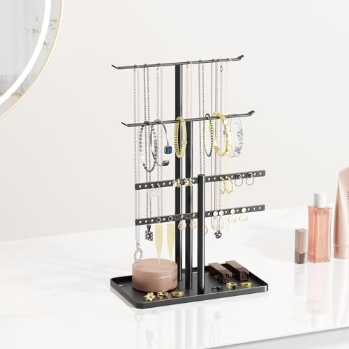 pickpiff Porta Collane e Gioielli da Comodino - Espositore Organizer con Appendere e Appenditi per Orecchini Lunghe