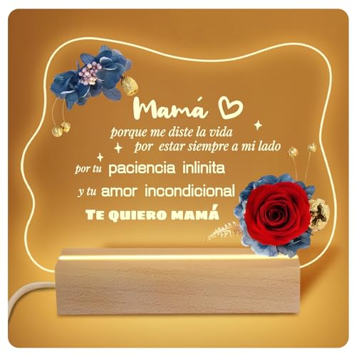 Yamonic Rosa Eterna Dia de la Madre Lámpara de Noche Regalos Originales para Mama,Regalo Personalizado Dia de la Madre,Regalos para Mujer, Regalo Madre Cumpleaños,Día de la Madre Regalo Original