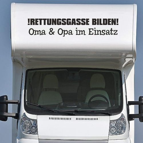 Rakelfix Wohnmobil Wohnwagen Aufkleber Lustiger Spruch ca 160cm Rettungsgasse bilden! Oma&Opa im Einsatz Sticker Autoaufkleber