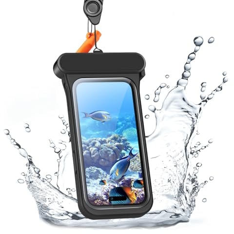 ESR wasserdichte Handyhülle für iPhone 15/14/13, Berührungsempfindlichkeit unter Wasser, schwimmende wasserfeste IPX8 Handyhülle mit Trageband, Unterwasser Handyhülle, Schwarz