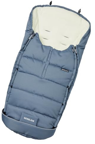 Gesslein Fußsack Igloo, Babyfußsack (mitwachsend & rutschsicher, geschützter Kopfbereich, pflegeleichter Fußsack Kinderwagen), mittelblau