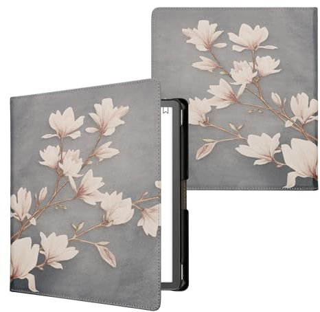 kwmobile Étui Compatible avec Amazon Kindle Scribe (2022/2024) Coque - Étui à Rabat magnétique Tablette eReader Similicuir avec Sangle - Taupe-Blanc-Bleu-Gris