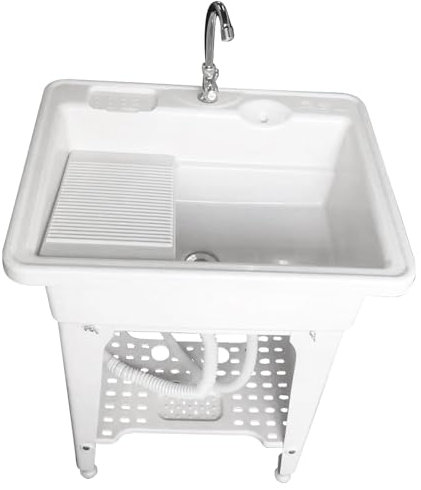 Fregadero Móvil Para Exteriores, Fregadero De Plástico Independiente Para Lavandería, Fregadero De Plástico Para Uso, Con Tablero De Lavado Y Kit De Grifo